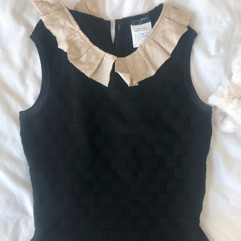 Authentic Chanel top with ruffle collar